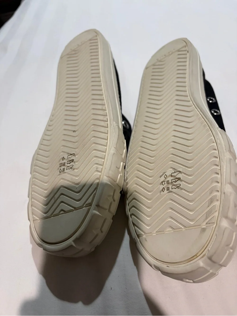 Prada Black Canvas Low-Top Sneakers with Cream Rubber Toe and Sole